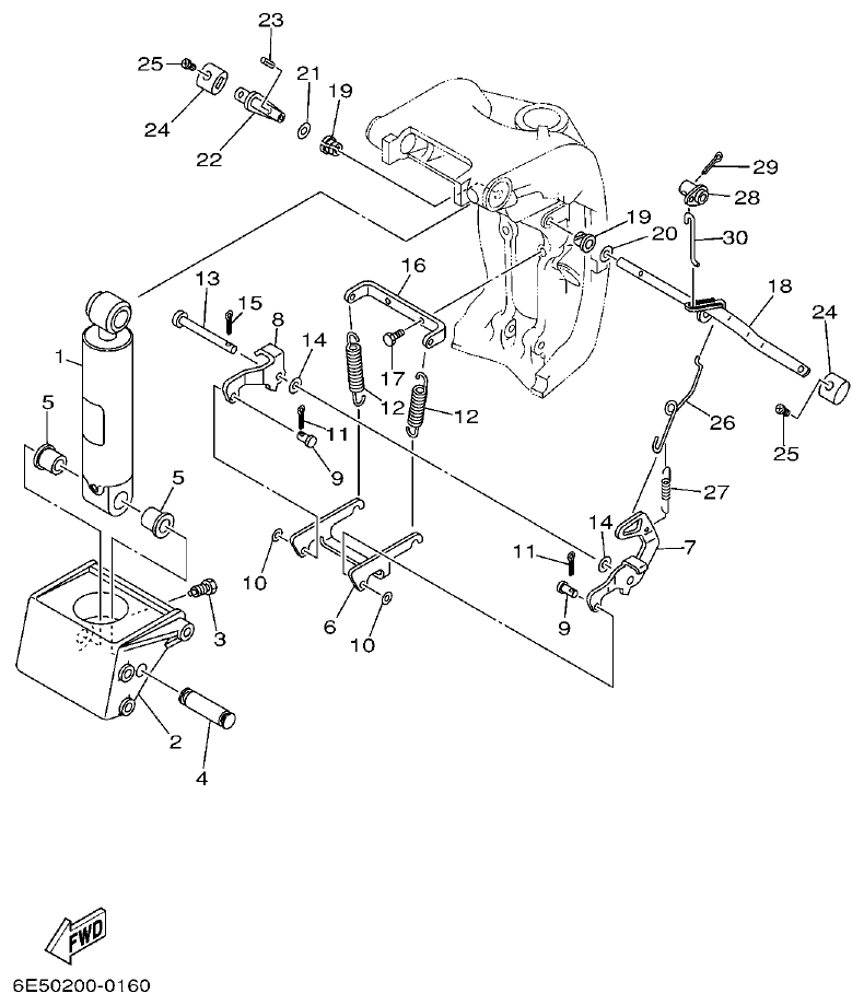Yamaha 115B, 140B BRACKET 3 parts diagram
